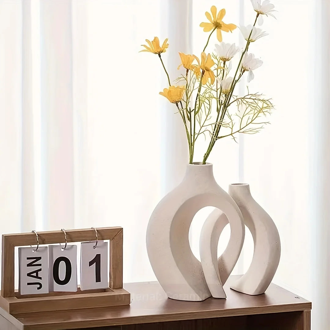 Nordic Elegance Ceramic Vase Duo